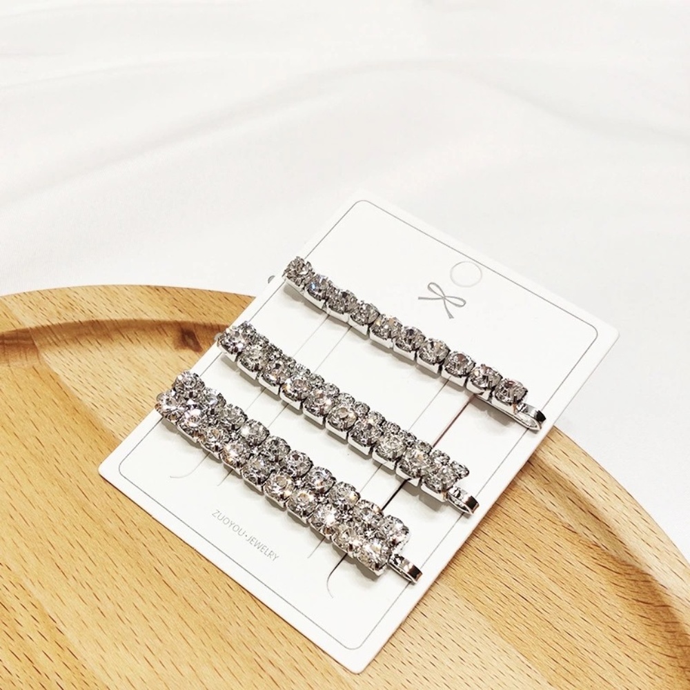 Silver toned square hair clips